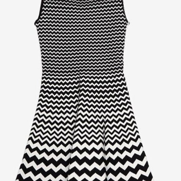 GIG BLACK AND WHITE ZIG ZAG KNIT FIT & FLARE DRESS Size Small - Picture 2 of 11